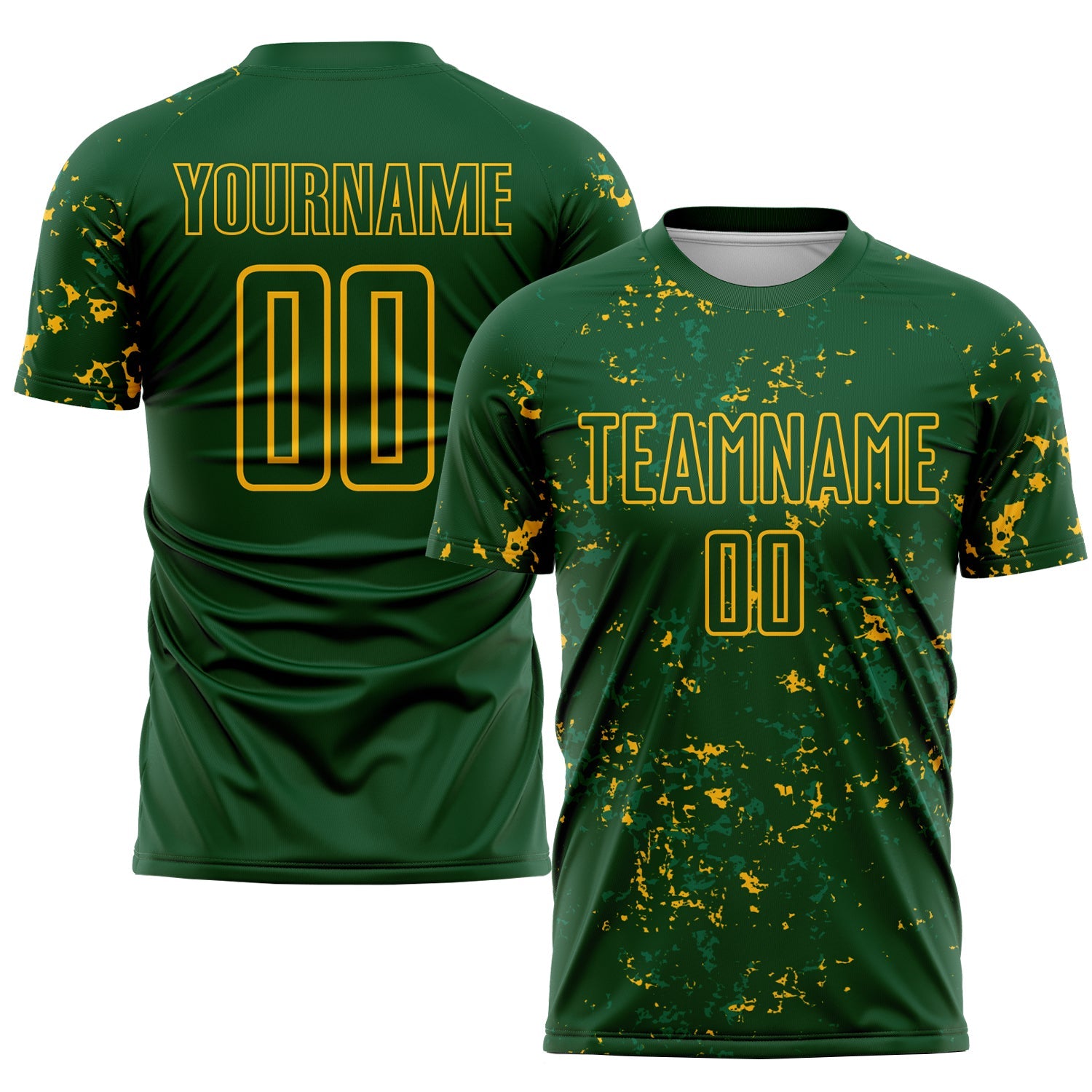 Custom Green Gold-Kelly Green Abstract Fragment Art Sublimation Soccer Uniform Jersey - Sky-Custom