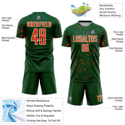 Custom Green Orange-Kelly Green Abstract Fragment Art Sublimation Soccer Uniform Jersey - Sky-Custom