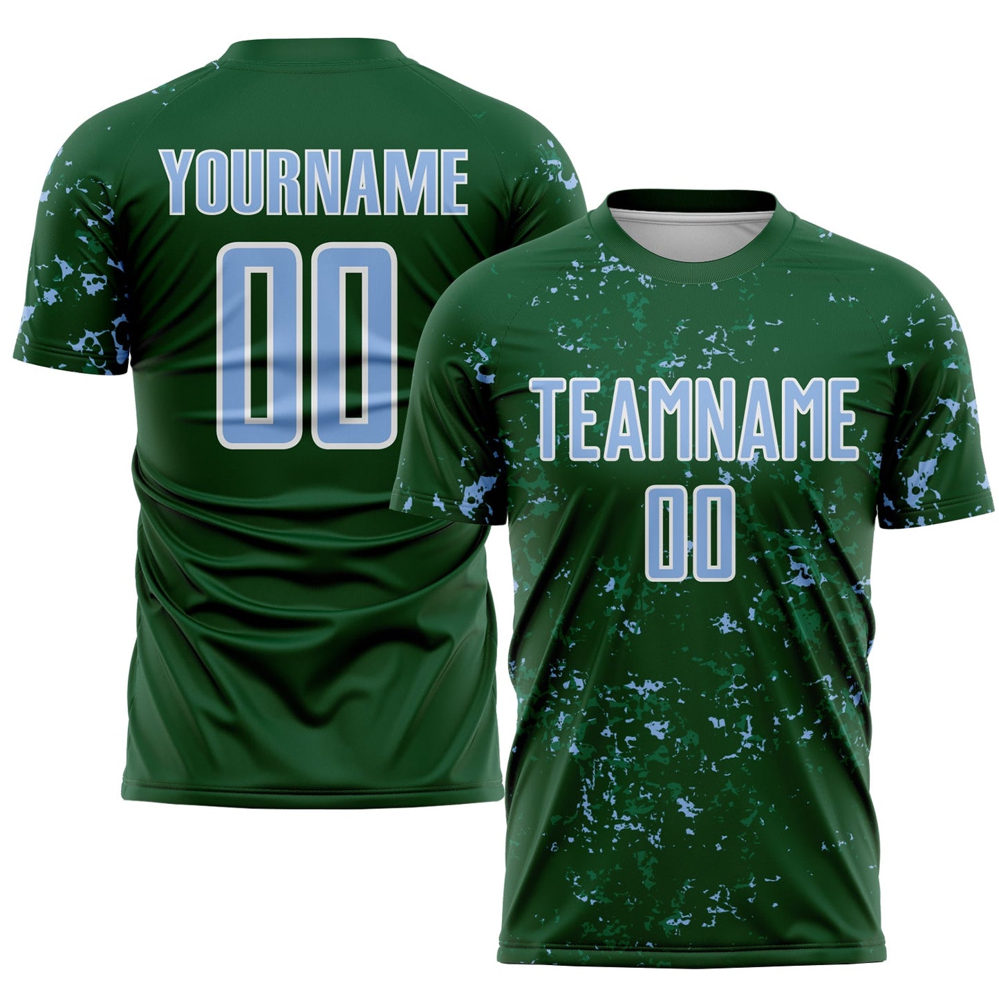 Custom Green Light Blue-Kelly Green Abstract Fragment Art Sublimation Soccer Uniform Jersey - Sky-Custom