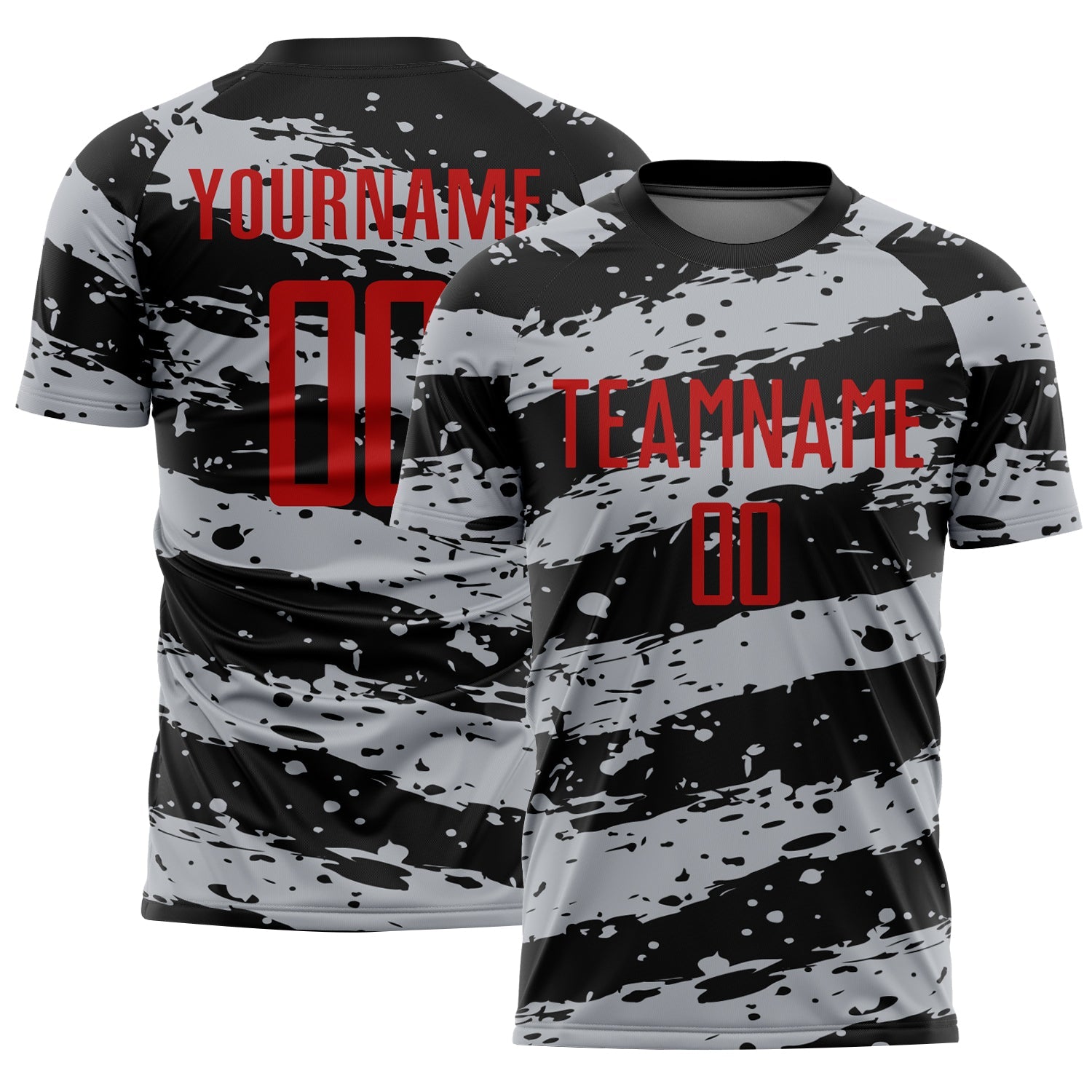 Custom Black Red-Gray Splash Sublimation Soccer Uniform Jersey - Sky-Custom