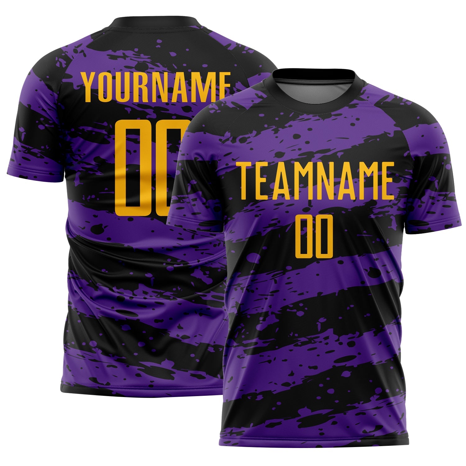 Custom Black Gold-Purple Splash Sublimation Soccer Uniform Jersey - Sky-Custom