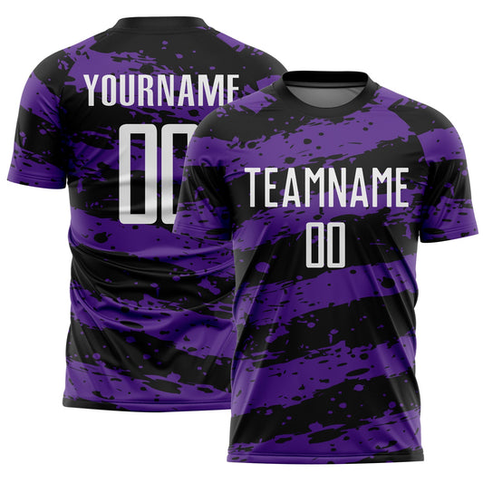 Custom Black White-Purple Splash Sublimation Soccer Uniform Jersey - Sky-Custom