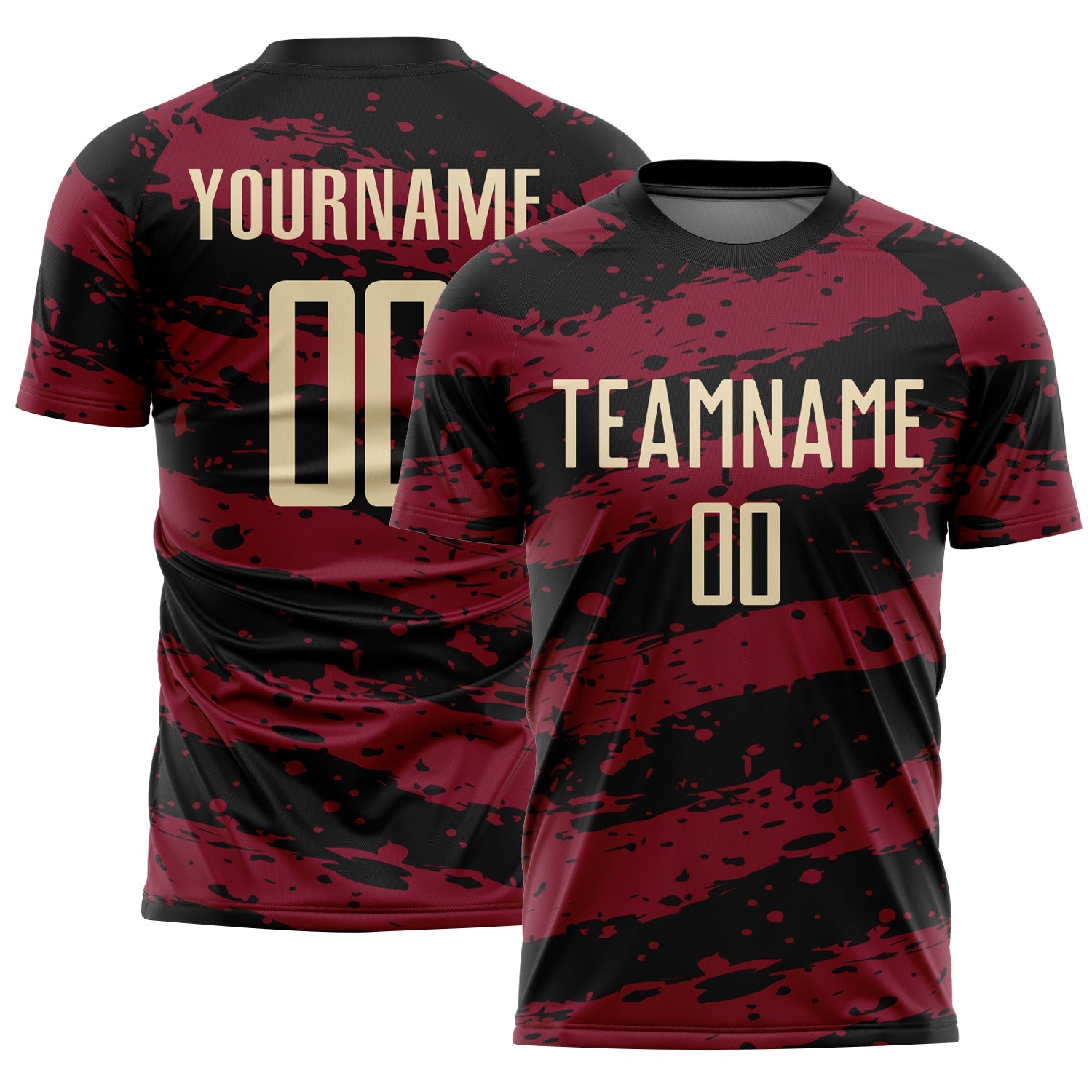 Custom Black Cream-Crimson Splash Sublimation Soccer Uniform Jersey - Sky-Custom