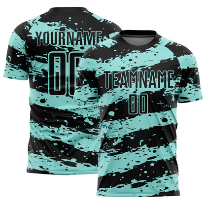 Custom Black Ice Blue Splash Sublimation Soccer Uniform Jersey - Sky-Custom
