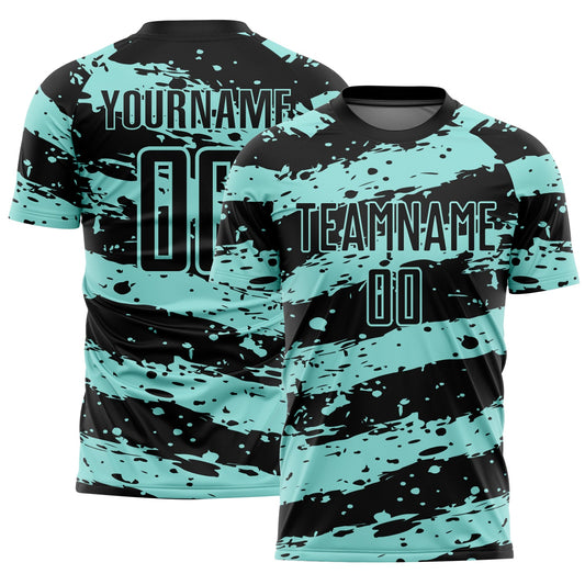 Custom Black Ice Blue Splash Sublimation Soccer Uniform Jersey - Sky-Custom