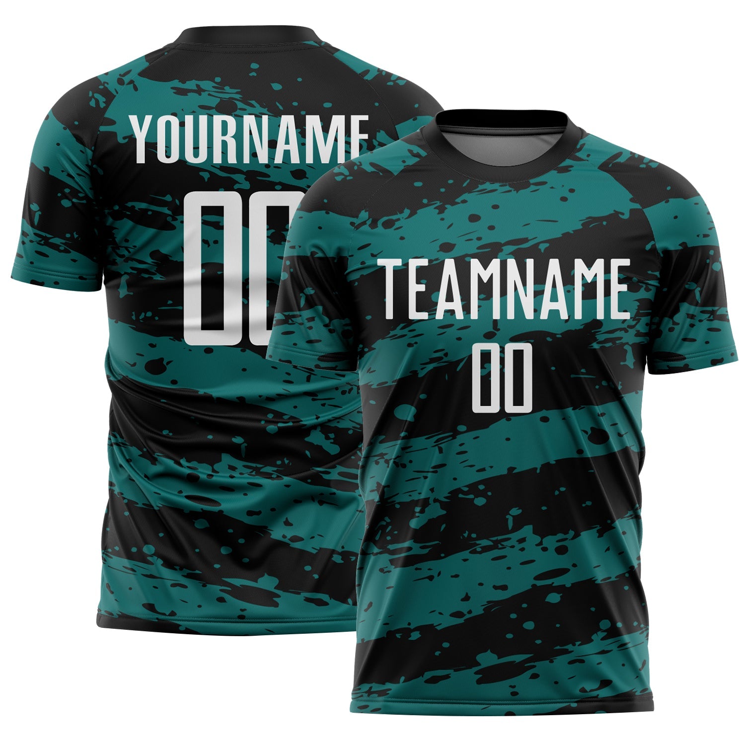 Custom Black White-Teal Splash Sublimation Soccer Uniform Jersey - Sky-Custom