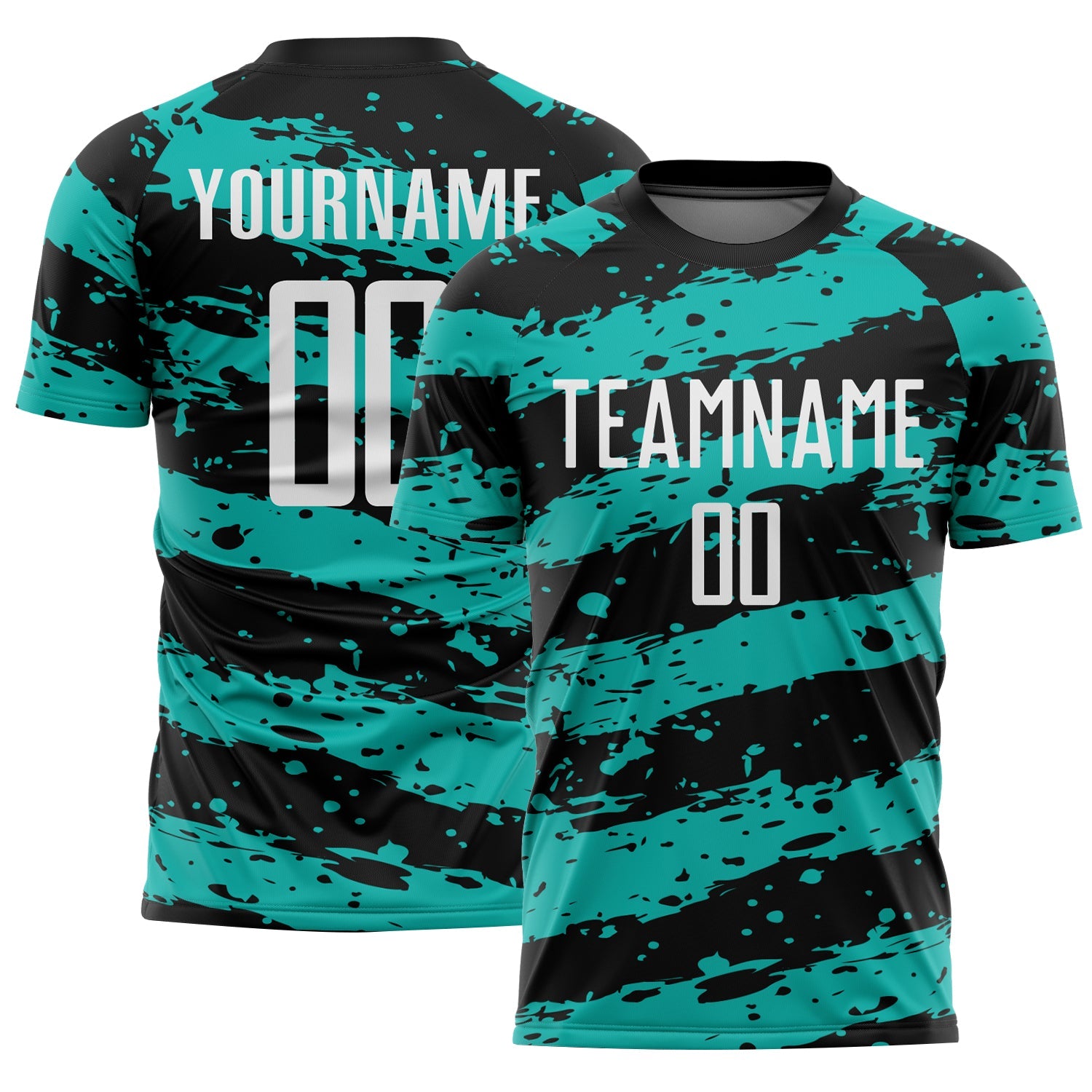 Custom Black White-Aqua Splash Sublimation Soccer Uniform Jersey - Sky-Custom