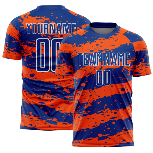 Custom Royal Orange-White Splash Sublimation Soccer Uniform Jersey - Sky-Custom