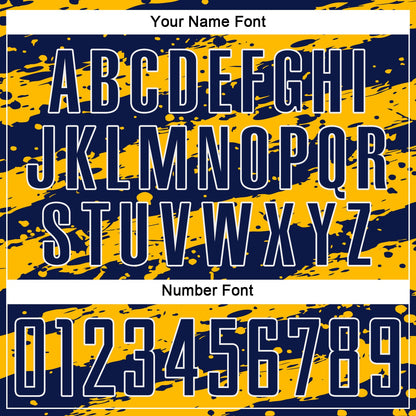 Custom Navy Gold-White Splash Sublimation Soccer Uniform Jersey - Sky-Custom