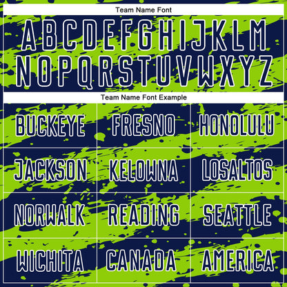 Custom Navy Neon Green-White Splash Sublimation Soccer Uniform Jersey - Sky-Custom