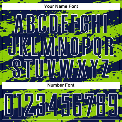 Custom Navy Neon Green-White Splash Sublimation Soccer Uniform Jersey - Sky-Custom