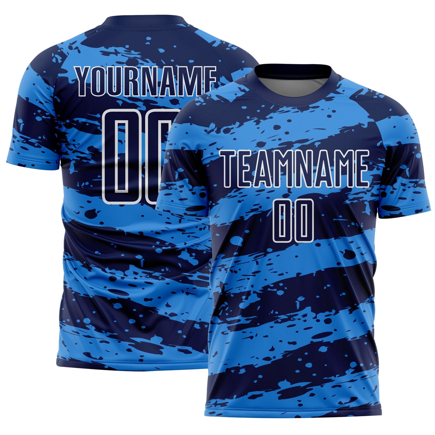 Custom Navy Powder Blue-White Splash Sublimation Soccer Uniform Jersey - Sky-Custom