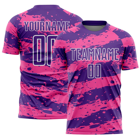 Custom Purple Pink-White Splash Sublimation Soccer Uniform Jersey - Sky-Custom