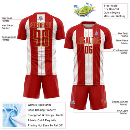 Custom Red Old Gold-White Line Sublimation Soccer Uniform Jersey - Sky-Custom
