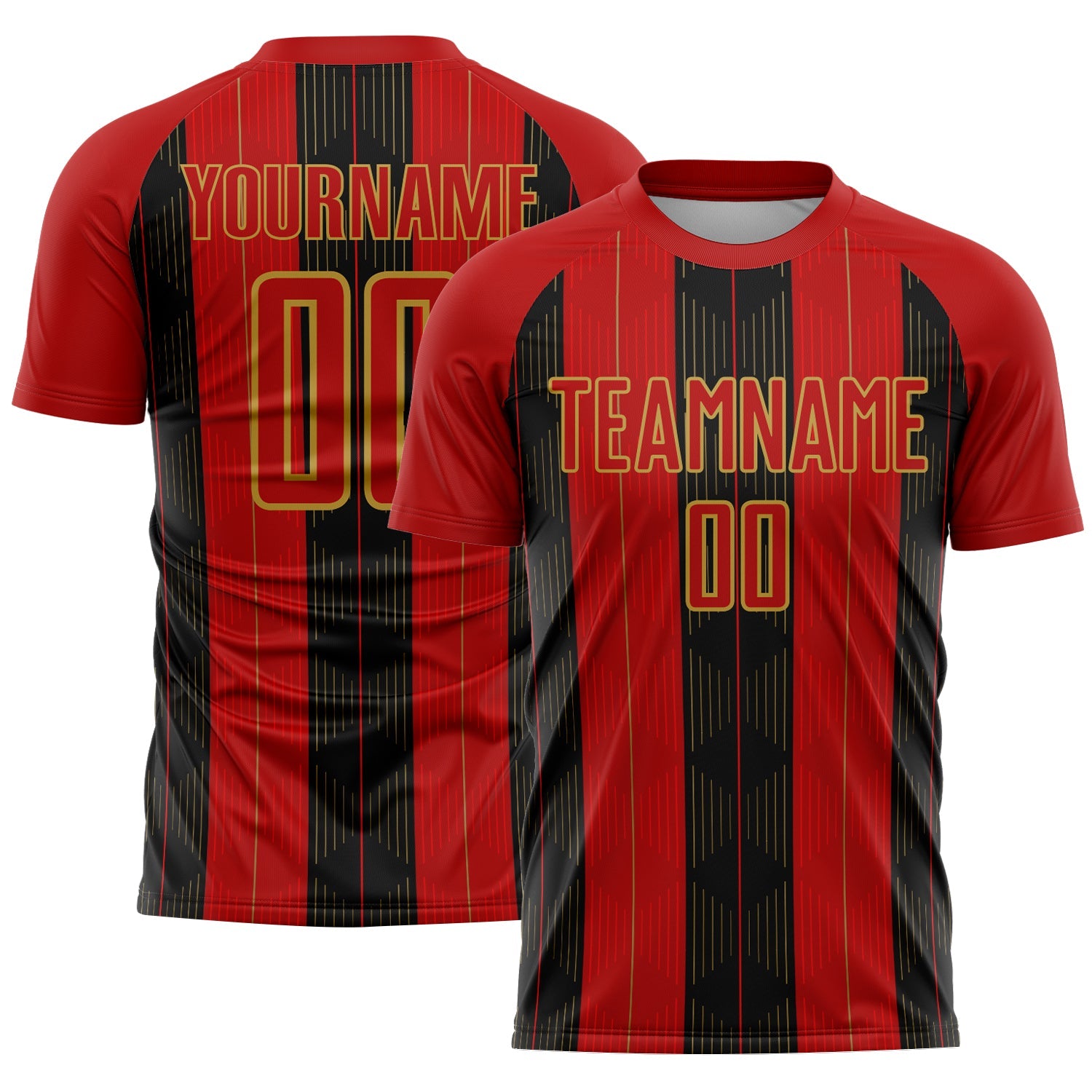 Custom Red Old Gold-Black Line Sublimation Soccer Uniform Jersey - Sky-Custom