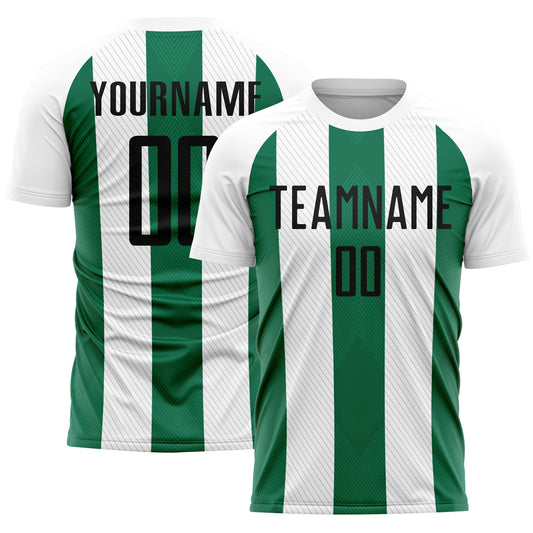 Custom White Black-Kelly Green Line Sublimation Soccer Uniform Jersey - Sky-Custom