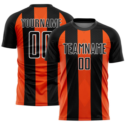 Custom Black Orange-White Line Sublimation Soccer Uniform Jersey - Sky-Custom