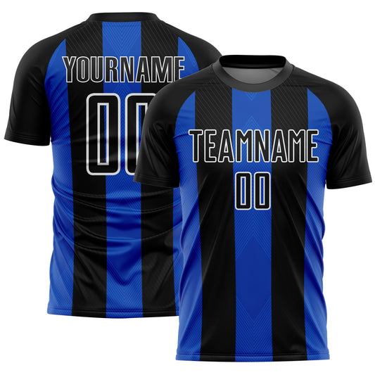Custom Black Thunder Blue-White Line Sublimation Soccer Uniform Jersey - Sky-Custom