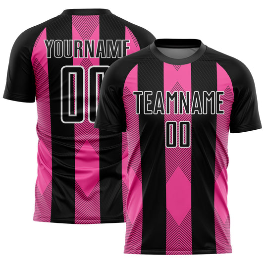 Custom Black Pink-White Line Sublimation Soccer Uniform Jersey - Sky-Custom
