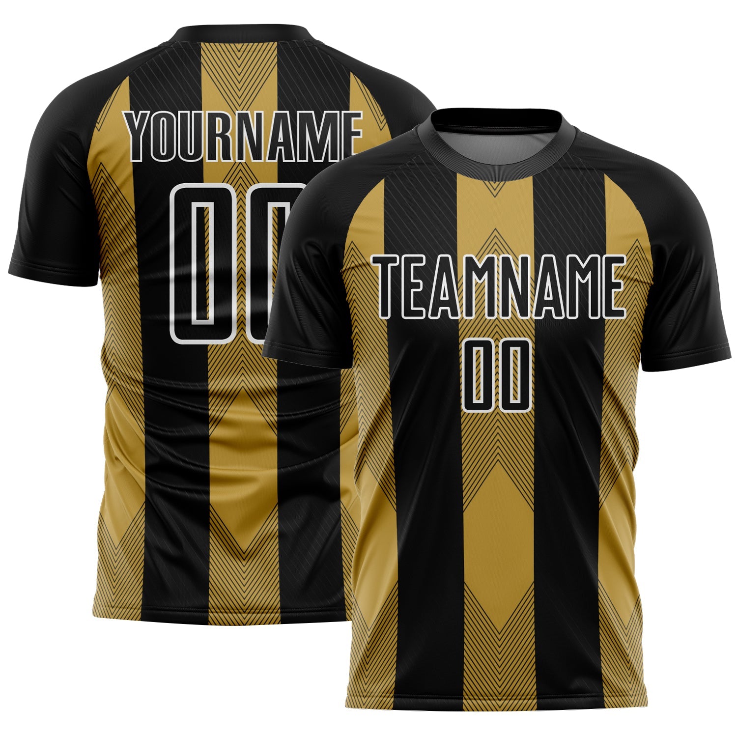 Custom Black Old Gold-White Line Sublimation Soccer Uniform Jersey - Sky-Custom