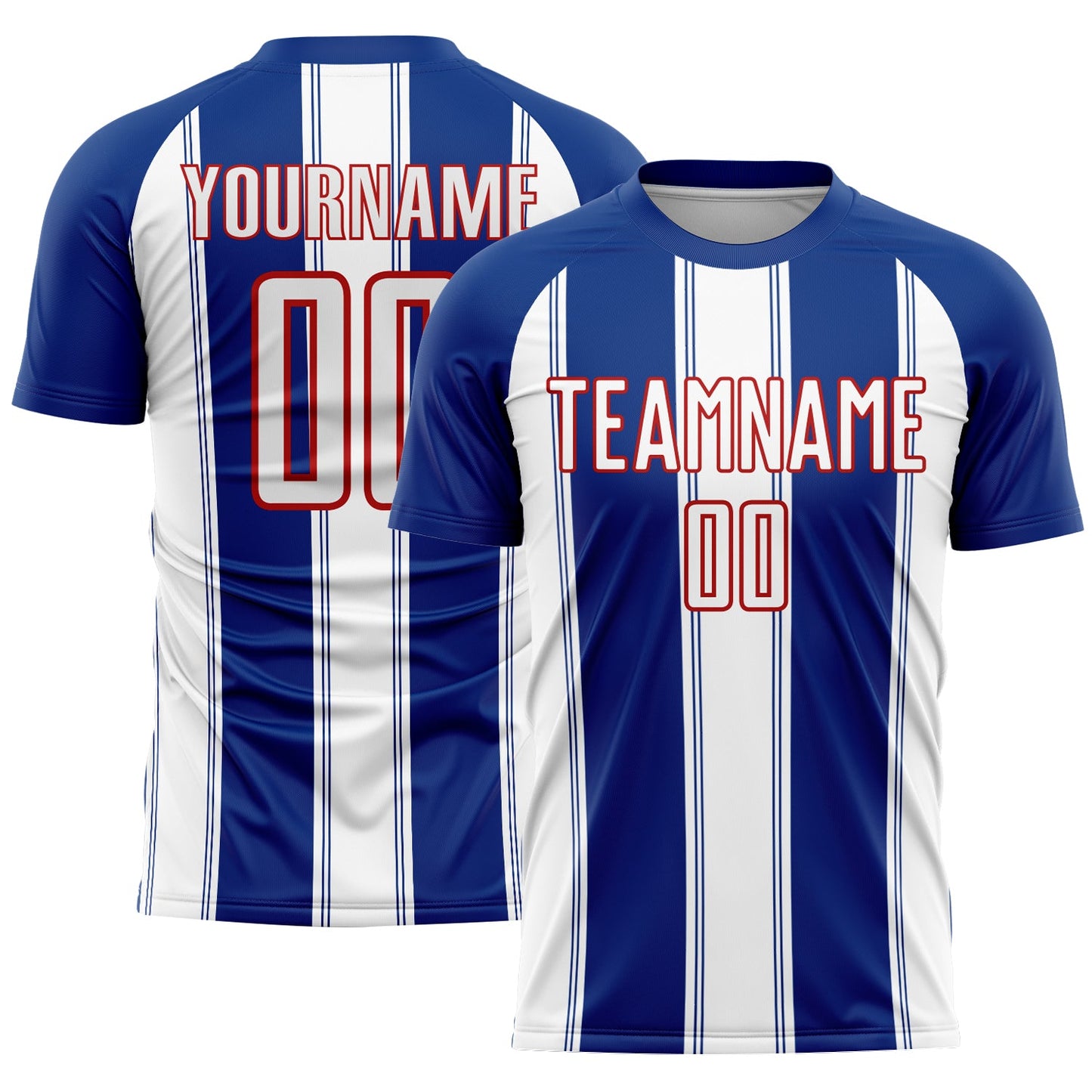 Custom Royal White-Red Line Sublimation Soccer Uniform Jersey - Sky-Custom