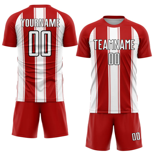Custom Red White-Black Line Sublimation Soccer Uniform Jersey - Sky-Custom