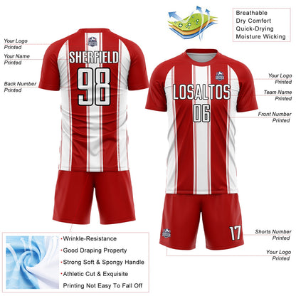 Custom Red White-Black Line Sublimation Soccer Uniform Jersey - Sky-Custom