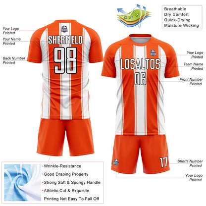 Custom Orange White-Black Line Sublimation Soccer Uniform Jersey - Sky-Custom