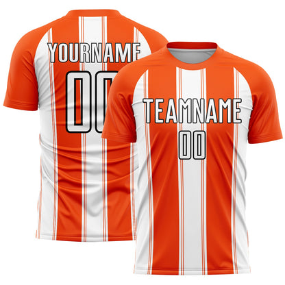 Custom Orange White-Black Line Sublimation Soccer Uniform Jersey - Sky-Custom