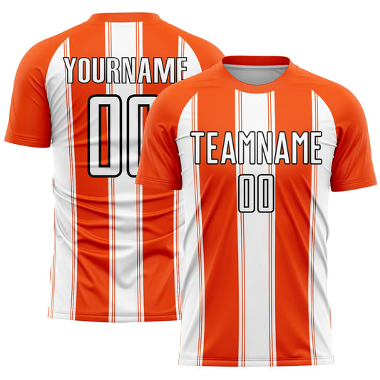 Custom Orange White-Black Line Sublimation Soccer Uniform Jersey - Sky-Custom
