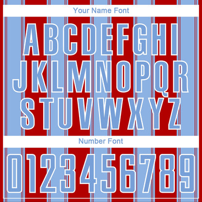 Custom Red Light Blue-White Line Sublimation Soccer Uniform Jersey - Sky-Custom