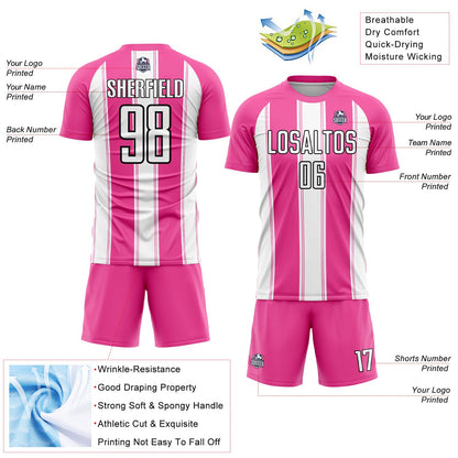 Custom Pink White-Black Line Sublimation Soccer Uniform Jersey - Sky-Custom