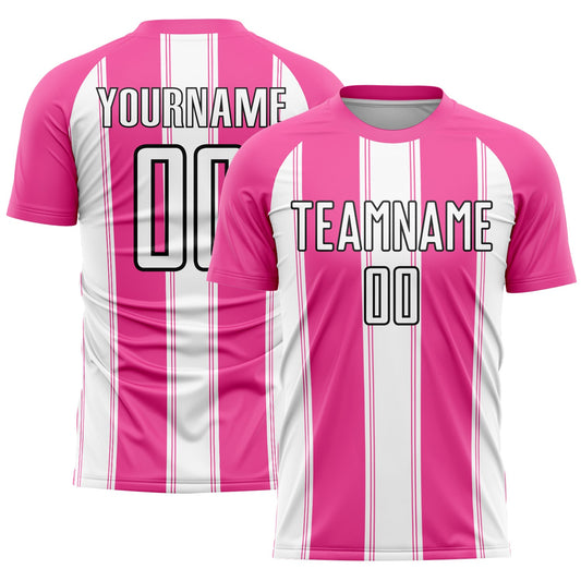 Custom Pink White-Black Line Sublimation Soccer Uniform Jersey - Sky-Custom