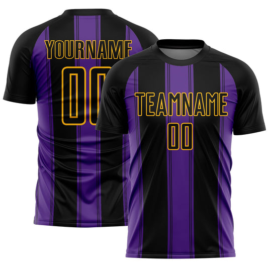 Custom Black Purple-Gold Line Sublimation Soccer Uniform Jersey - Sky-Custom
