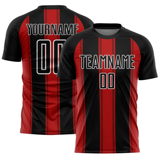 Custom Black Red-White Line Sublimation Soccer Uniform Jersey - Sky-Custom