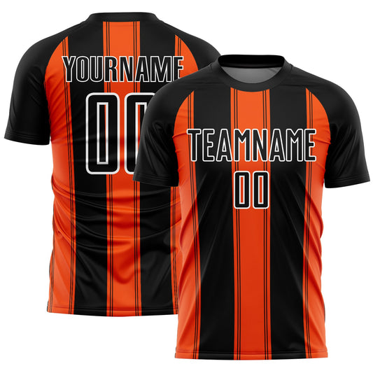 Custom Black Orange-White Line Sublimation Soccer Uniform Jersey - Sky-Custom