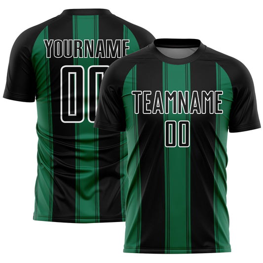 Custom Black Kelly Green-White Line Sublimation Soccer Uniform Jersey - Sky-Custom