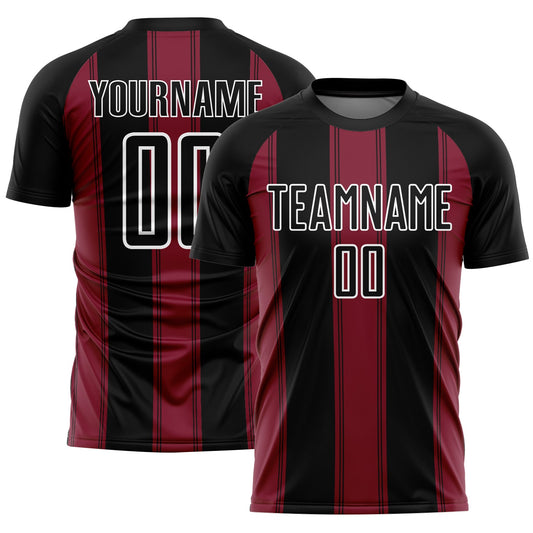 Custom Black Crimson-White Line Sublimation Soccer Uniform Jersey - Sky-Custom