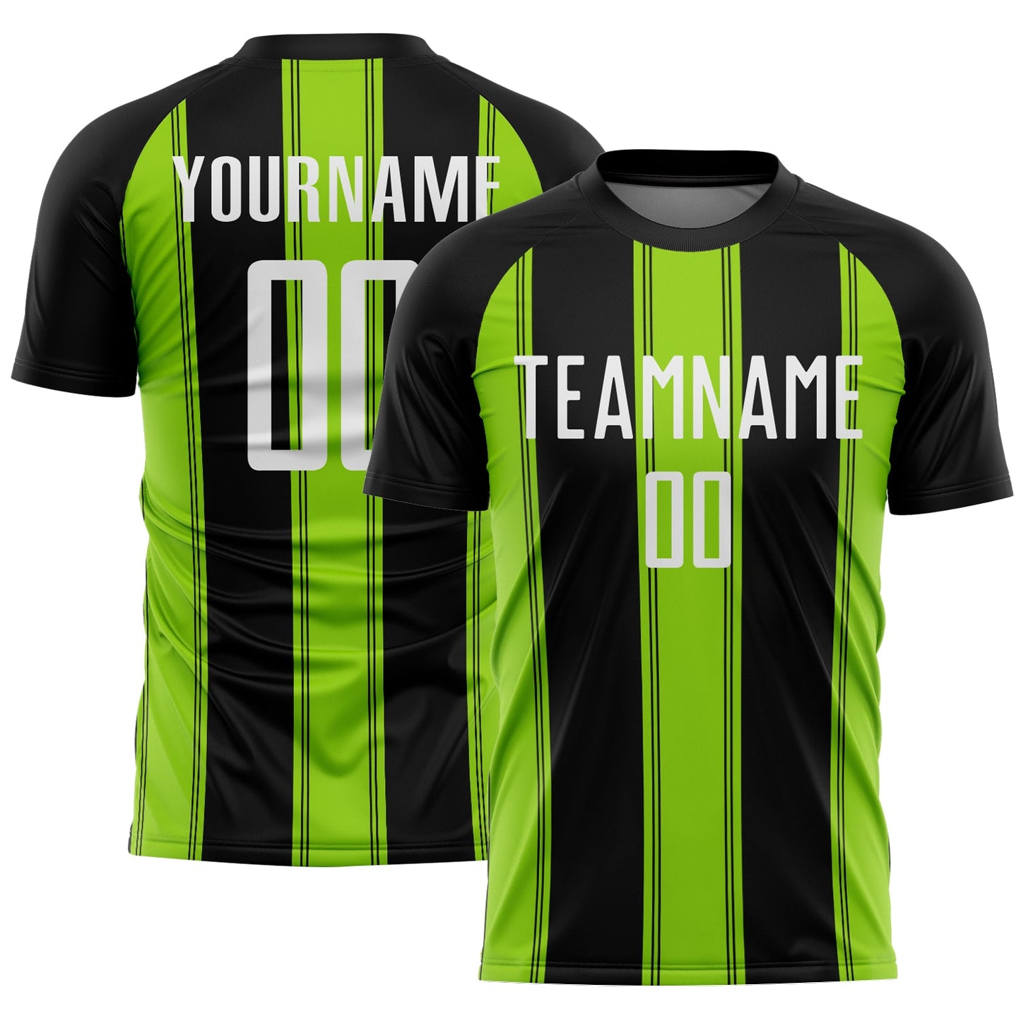 Custom Black White-Neon Green Line Sublimation Soccer Uniform Jersey - Sky-Custom