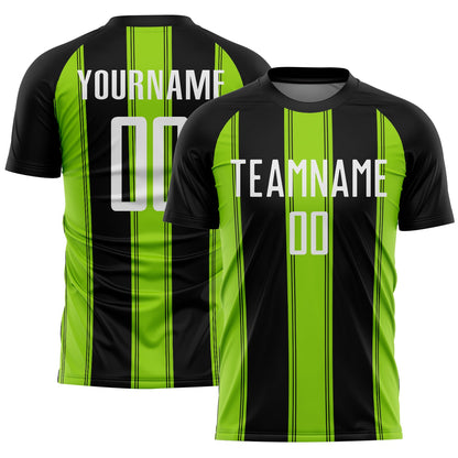 Custom Black White-Neon Green Line Sublimation Soccer Uniform Jersey - Sky-Custom