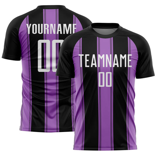 Custom Black White-Medium Purple Line Sublimation Soccer Uniform Jersey - Sky-Custom