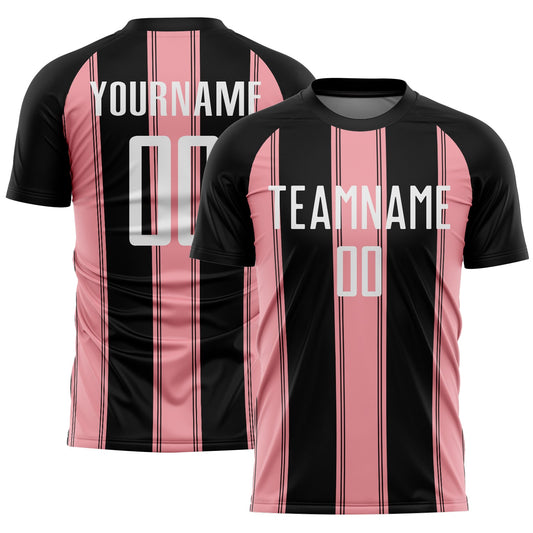 Custom Black White-Medium Pink Line Sublimation Soccer Uniform Jersey - Sky-Custom