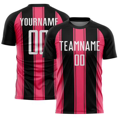 Custom Black White-Neon Pink Line Sublimation Soccer Uniform Jersey - Sky-Custom