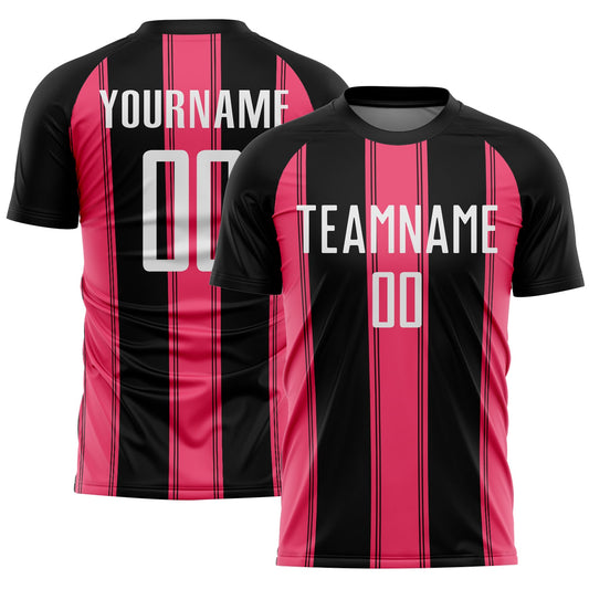 Custom Black White-Neon Pink Line Sublimation Soccer Uniform Jersey - Sky-Custom