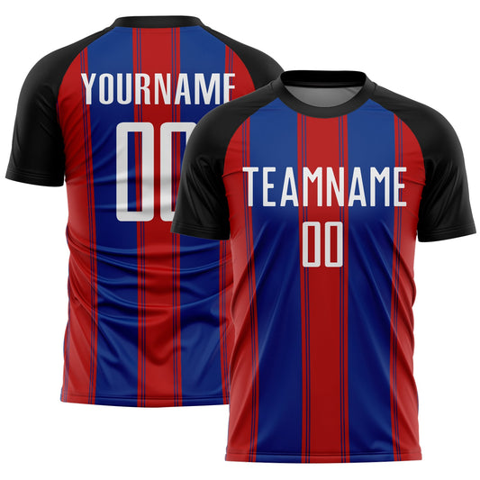 Custom Black White Red-Royal Line Sublimation Soccer Uniform Jersey - Sky-Custom