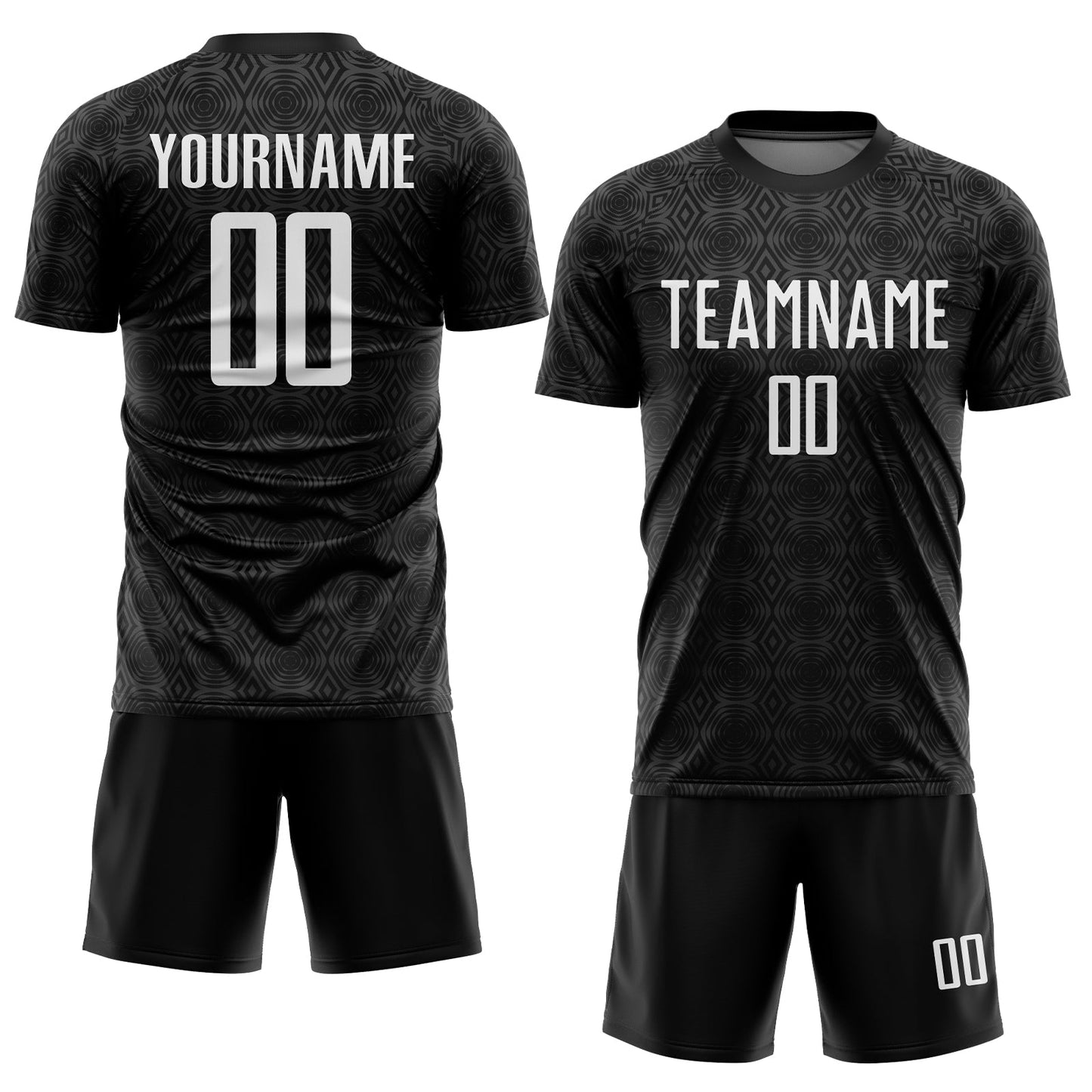 Custom Black White Geometric Shapes Sublimation Soccer Uniform Jersey - Sky-Custom