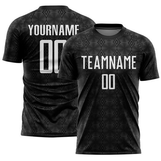 Custom Black White Geometric Shapes Sublimation Soccer Uniform Jersey - Sky-Custom