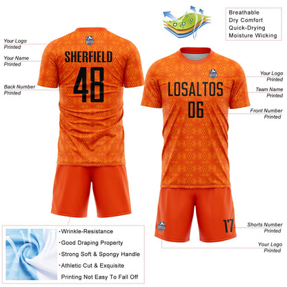 Custom Orange Black-Bay Orange Geometric Shapes Sublimation Soccer Uniform Jersey - Sky-Custom