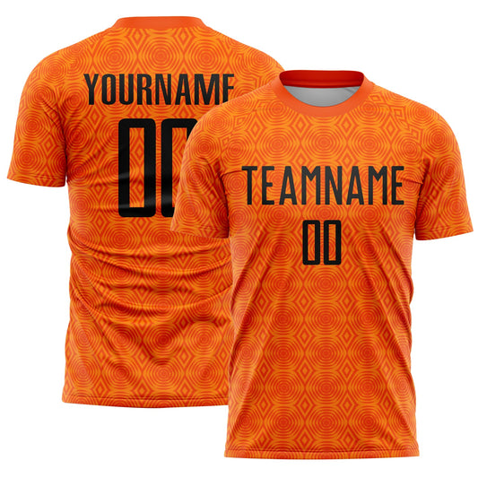 Custom Orange Black-Bay Orange Geometric Shapes Sublimation Soccer Uniform Jersey - Sky-Custom