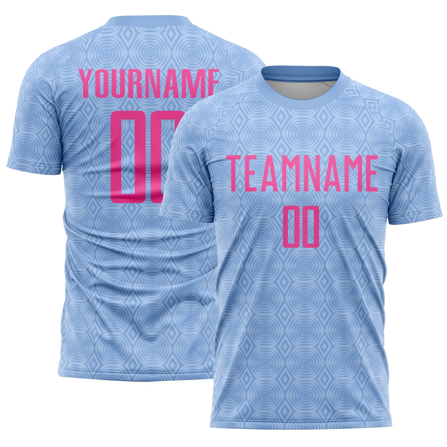 Custom Light Blue Pink Geometric Shapes Sublimation Soccer Uniform Jersey - Sky-Custom
